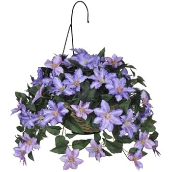 House of Silk Flowers Artificial Purple Clematis Hanging