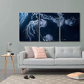 Jellyfishes in Deep Ocean x3 Panels