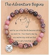 HGDEER Graduation Gifts, Natural Stone Compass/Heart Bracelets for Women Mens Girls Boys