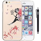 iPhone 6 Case, iPhone 6S Case, iYCK 3D Handmade Clear Bling Crystal Rhinestone Diamond Hard Plastic Rubber Snap On Shell Back Skin Case Cover for iPhone 6 / 6S 4.7 inch Screen - Butterfly Floral Fairy
