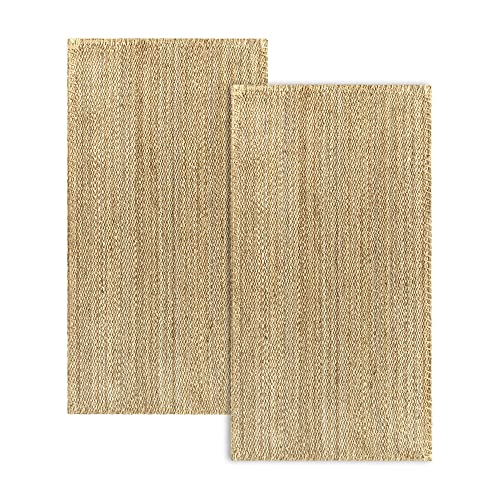 HAMID - Pack 2 Rugs Jute Granada Natural Colour, Jute Rug, Area Rug 100% Jute Fibre Hand Wovem, Braided Rug for Home, Living Room, Floor Carpet..(2 units 150x80cm)…
