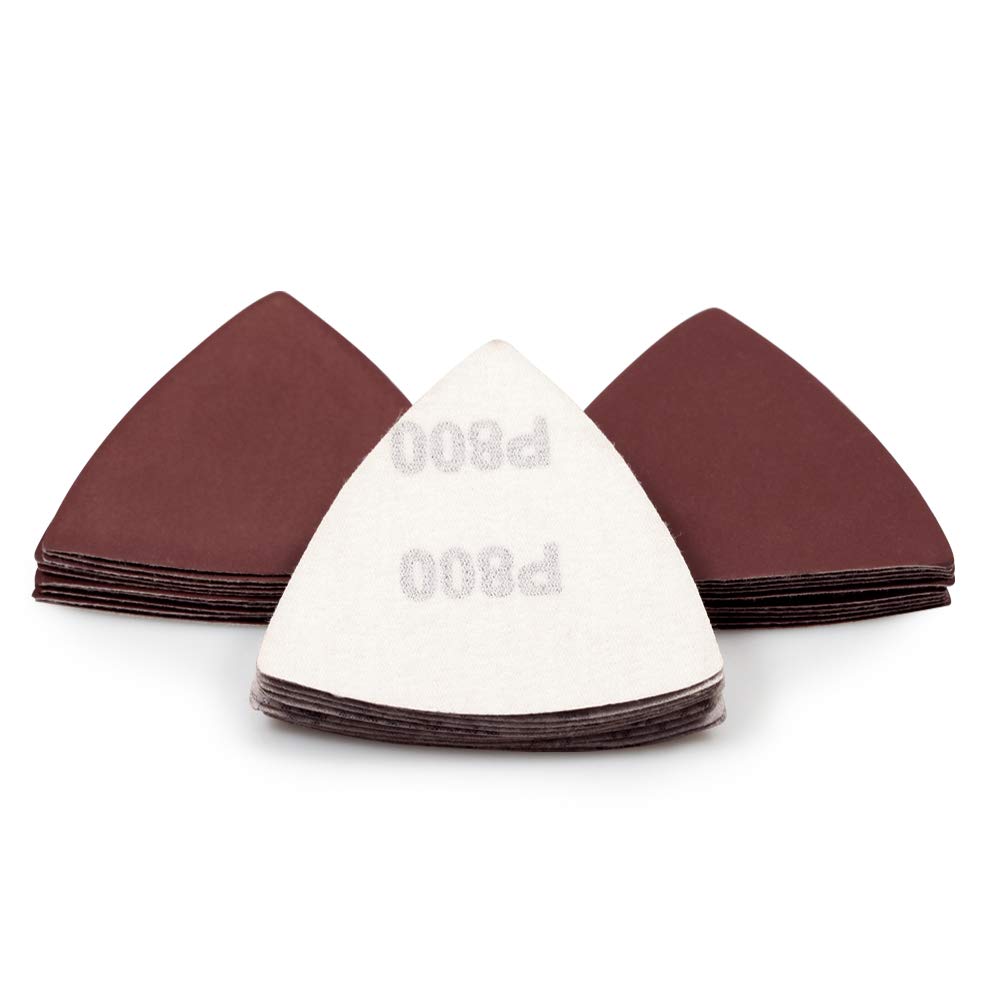 SPEEDWOX 30 Pcs Hook and Loop Triangle Sandpaper 800 Grit 80mm 3-1/8 Inches for Oscillating Multi Tool Detail Sander Sanding Discs Triangle Sanding Pads — image 1