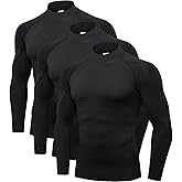 2/3 Pack Men's Compression Shirts Long Sleeve Workout Shirts Mock Turtleneck Athletic Base Layer Active Undershirts Tops