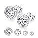 BlueOne 4 Pairs 14K White Gold Plated Cubic Zirconia Round 3mm-6mm Stud Earrings for Women Men Girls