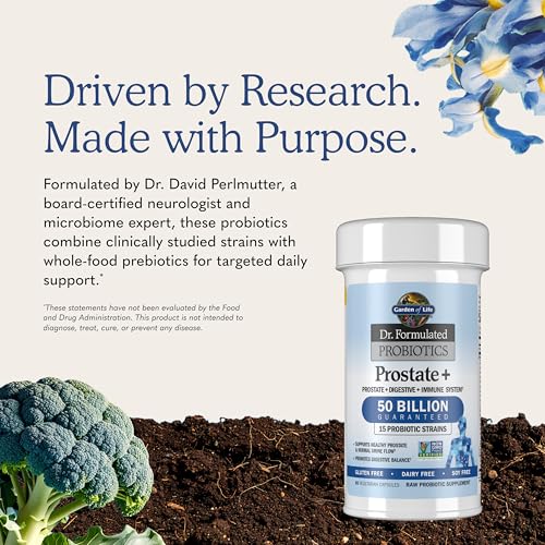 Garden of Life - Dr. Formulated Probiotics Prostate+ - AcidophilUS And Probiotic Supports Healthy Prostate And Digestive Balance - Gluten, Dairy, And Soy-Free - 60 Vegetarian Capsules