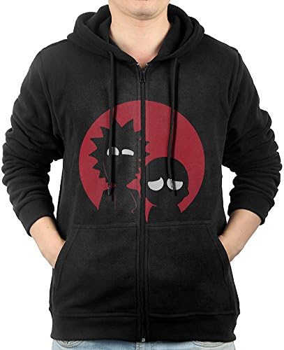 Men's Rick And Morty Full Zipper Pocket Hooded Sweashirt Medium