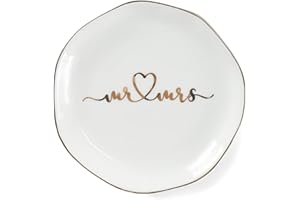 VINCOMIC Mr.& Mrs Wedding Ring Dish-Jewelry Dish Tray-Ceramic White