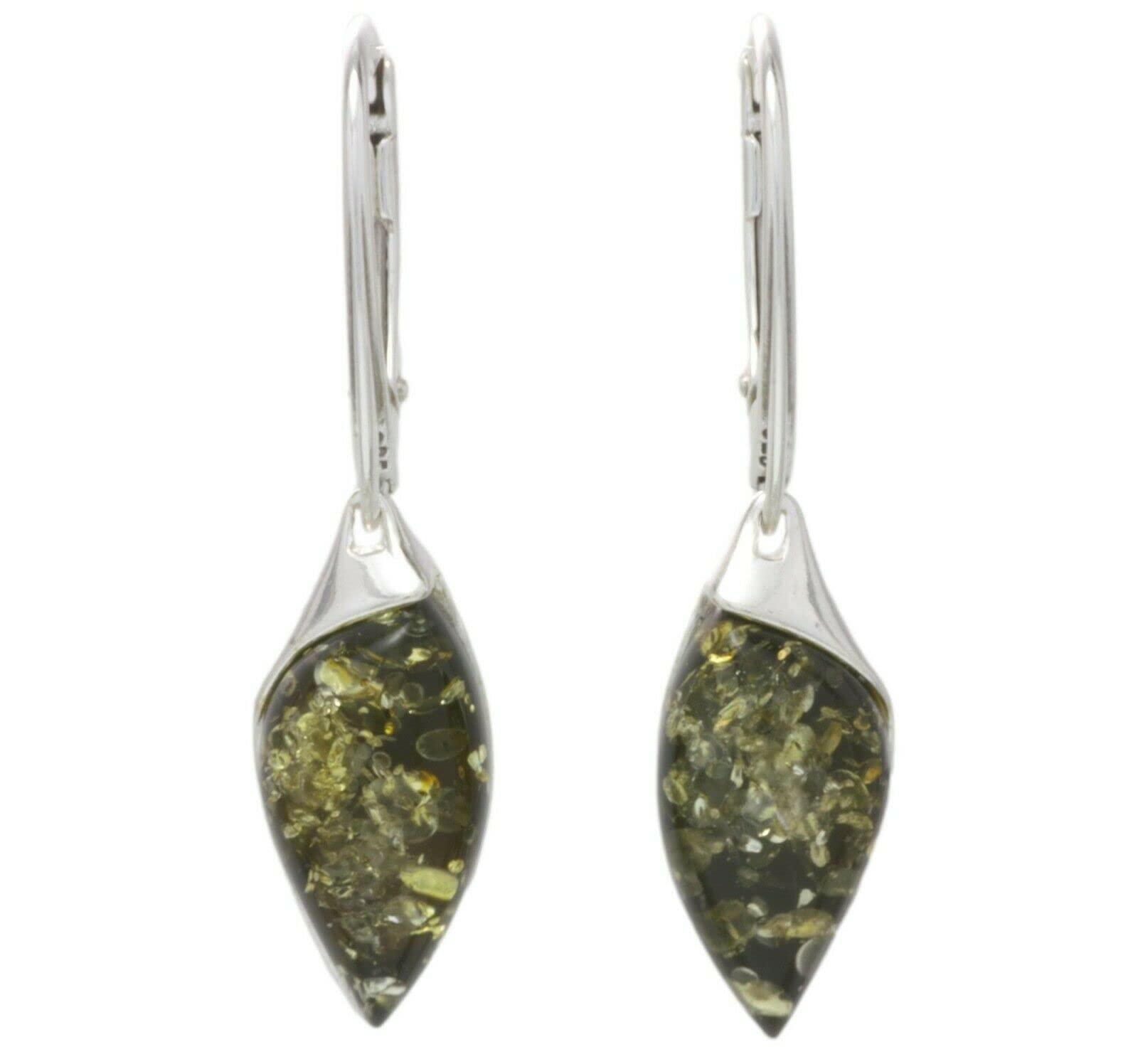 BALTIC AMBER STERLING SILVER 925 Earrings Droop Dangle NATURAL Gemstone Green Amber Jewellery For Woman Lever Back Earrings Sterling Silver