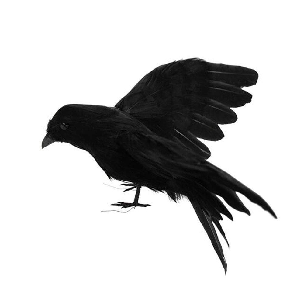 VOANZO Halloween Black Crow, Realistic Handmade Feathered Crow Prop Halloween Birds Raven Prop Décor Outdoor Indoor Party Decoration