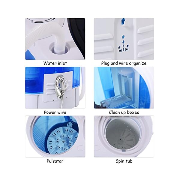 Giantex 16lbs Portable Mini Washing Machine Gravity Drain Compact Twin