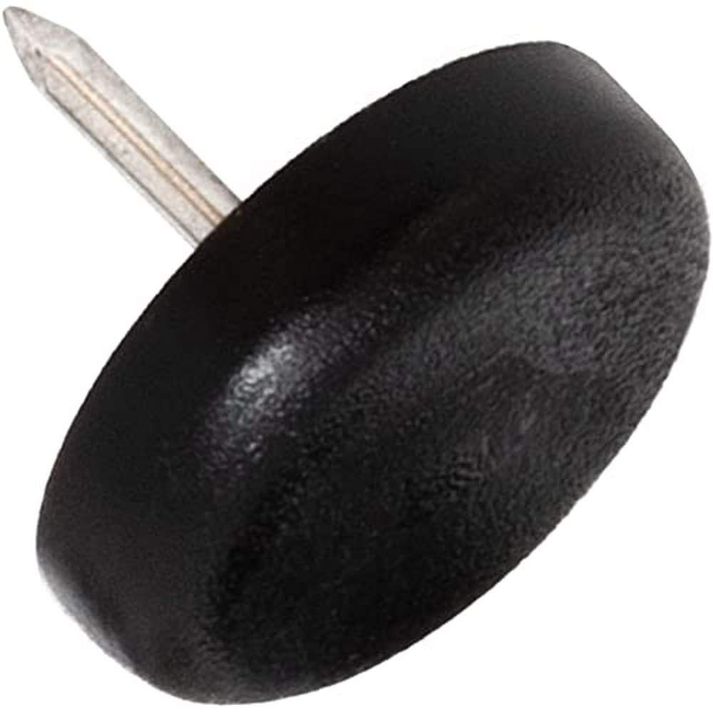 Adsamm® / 32 x Glides in plastic with nail | Ø 0,87'' (Ø 22 mm) | black | round | Premium quality furniture sliders with nail by Adsamm®