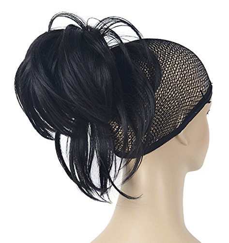 Lydell Adjustable Messy Style Ponytail Hair Extension Synthetic Hair-Piece with Jaw Claw (#2 Natural Black)