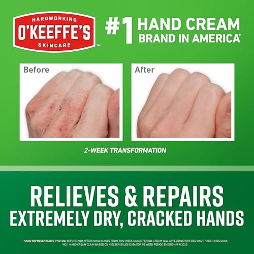 O'Keeffe's Working Hands Hand Cream for Extremely Dry, Cracked Hands, Heals, Relieves and Repairs, Boosts Moisture Levels, 7oz/198g, (Pack of 1)
