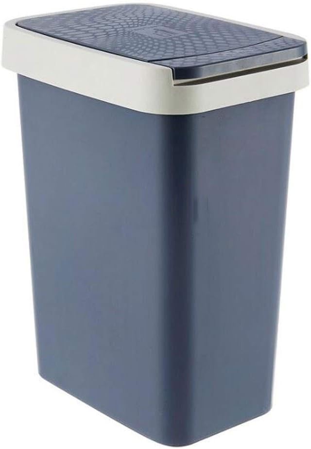 JiqiIndoor Dustbins Plastic Trash Can Ash Bin PushLid Touch Recycle