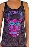 SoRock Women's Kettlebell Skull Burnout Tank Top