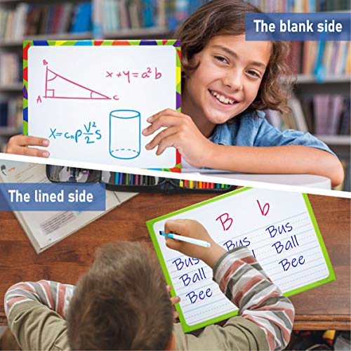Lined Dry Erase Board for Kids with 6 Markers, Premium DoubleSided Dry Erase Lapboard