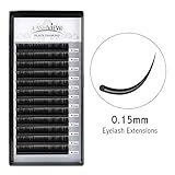 LASHVIEW 0.15 Thickness Eyelash Extensions Premium D Curl 12mm Soft Application-friendly Eyelash Extension Individual Natural Semi Permanent EyeLashes Mink Lashes (Salon Perfect Use )