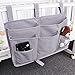 Bunk Bed Organizer - Bedside Storage Caddy with Pocket, Hanging Organizer for Dorm Room, Hospital Bed Rail & More - Grey