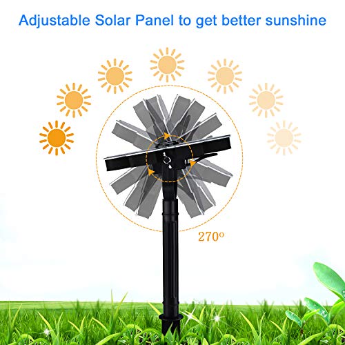 HiJi Solar Powered Fountain Pump for Bird Bath, 2.5W Waterproof Solar Panel and Submersible Water Pump with 4 Spay Heads for Pedestal Bird Bath, Small Pond and Water Circulation,10ft Cord Included