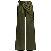 GORGLITTER Women's Wide Leg Dress Pants Tie Side Wrap Palazzo Pants High Waisted Work Trousers Business Casual Outfits