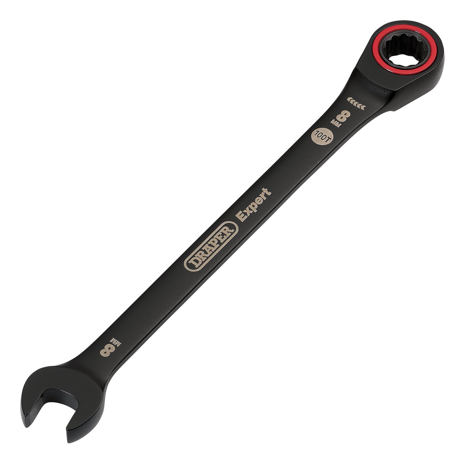 Draper 03879 Expert HI-TORQ Metric Ratchet Combination Spanner, 8mm, Black