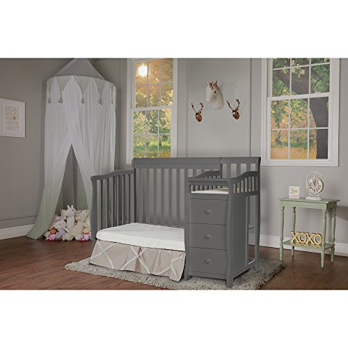 Dream On Me Jayden 4in1 Mini Convertible Crib And Changer in Storm