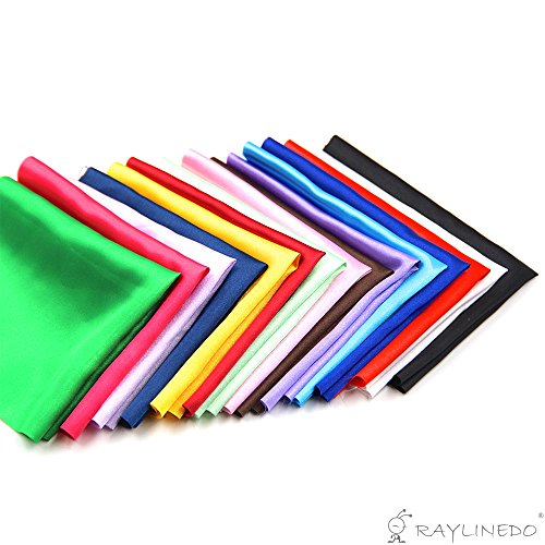 RayLineDo® 15pcs 25 * 20cm Silky Satin Patchwork Fabric Bundle Quilting Wedding Table Decor in 15 Solid Color - Thumbnail 5