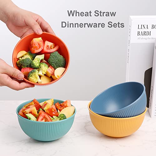 Wheat Straw Dinnerware Sets, Kids Plates and Bowls Sets, Unbreakable Microwave Dishwasher Safe Tableware, Lightweight Reusable Kitchen Set Travel Camping RV Dishes
