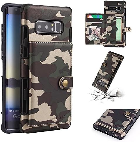 Samsung Galaxy S8 Plus Case,Camo Camouflage PU Leather Wallet Style Full Body Rugged Holster Shockproof Phone Case with Card Slots Cover for Samsung Galaxy S8 Plus - Army Green