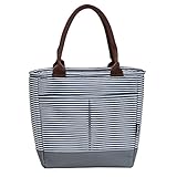 Zdzdy Insulated Lunch Bag for Women Original Waterproof Reusable Grocery Shopping Cooler Tote Bag for Adults Girls, Blue and White Strips (blue&white)