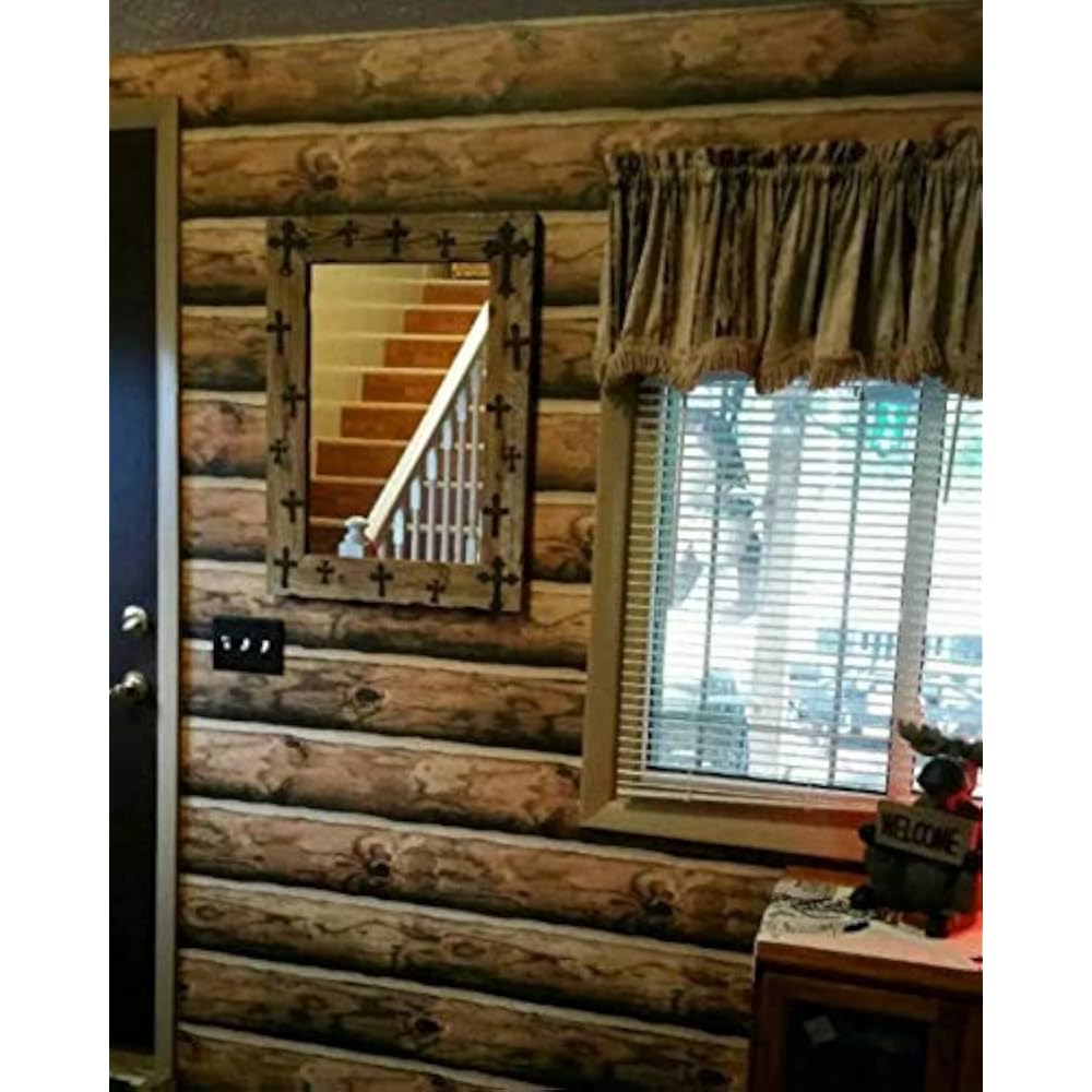 Log Cabin Wallpaper Prepasted 27 Inches X Feet, Deep Rich