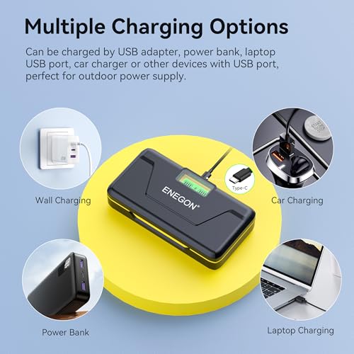ENEGON NP-FZ100 Battery (2×3000mAh) 20W Fast Charging Set for Sony FX3 FX30 ZV-E1 ZV-E10II A1 A6600 A6700 A7III A7IV A7C A7CII A7CR A7RIII A7RIV A7RV A7SIII A9 A9II, Digital Display, SD Card Slot