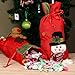 OurWarm Christmas Gift Bags Bulk, 3 Pcs Drawstring Gift Bags Large with 3D Santa Claus Snowman Reindeer, Reusable Christmas Treat Bags Goody Bags Burlap Sack for Xmas Party Supplies(15 X 8 Inches)
