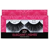 Elegant Lashes #199 Black Thick Super-Long 100% Human Hair False Eyelashes for Dancers, Drag Queen, Halloween, Costume, Rave