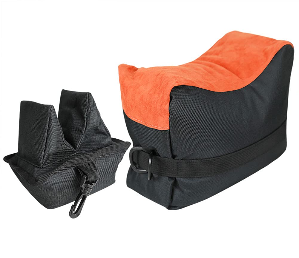 Sutekus Shooting Rifle Rest Bags Front and Rear Bags Shooting Rest Barricade Bags for Gun Rifle Shooting Hunting Outdoor Photography (Orange/Black)