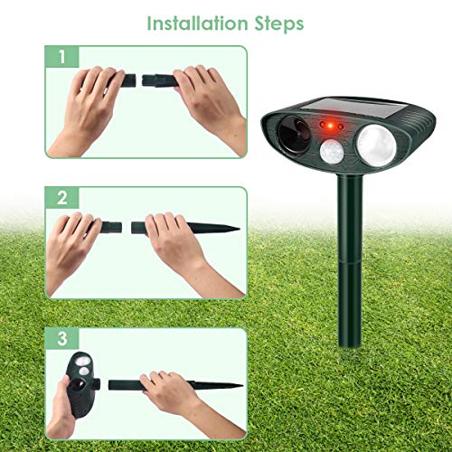 Ultrasonic Dog Repellent, Solar Powered Waterproof PIR Sensor Repeller for Cats, Dogs and More