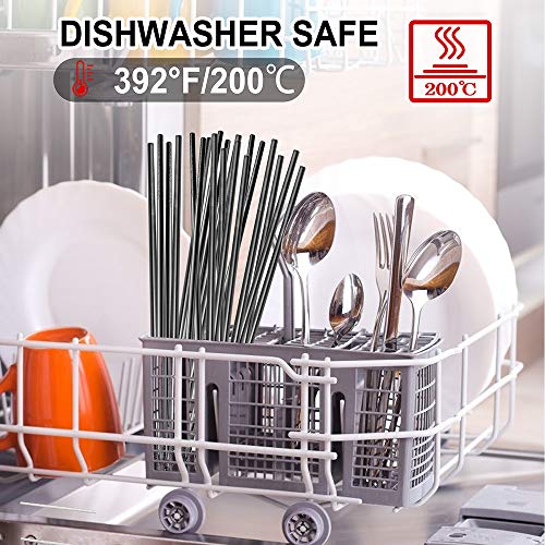 BLESWIN 5 Pairs Fiberglass Chopsticks, Reusable Chop Sticks Dishwasher Safe Japanese Chinese Style, Chopsticks Set 9.5 Inches Anti-Slip Textured Tip with Box, Easy Grip for Sushi Noodles Ramen Salad