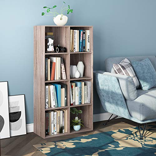 Homfa Bookshelf 4Tier Bookcase 8 Cube Modular Storage Organizer