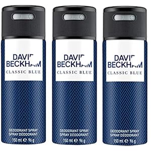 David Beckham Classic Blue Deodorant Anti-Perspirant Body Spray for Men, 150 ml 3 Pack