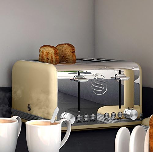 Swan 4 Slice Retro Toaster (Cream) - Image 3