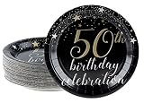 Disposable Plates - 80-Count Paper Plates, 50th Birthday Party Supplies for Appetizer, Lunch, Dinner, and Dessert, 9 x 9 Inches