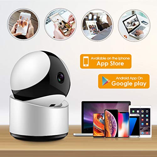 Wireless Security Camera, IP Camera WiFi Home Indoor Camera for Baby/Pet/Nanny, Motion Detection, 2 Way Audio Night Vision, Remote Monitoring (White 720)
