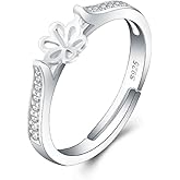 LGSY Sterling Silver Cubic Simple Design Adjustable Rings for Women, Design Ring Mounts Fittings with Pearl Seat for DIY Jewelry Making