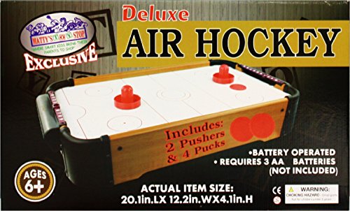 Matty's Toy Stop Deluxe Wooden Mini Table Top Air Hockey Game with 4 Pucks & 2 Pushers