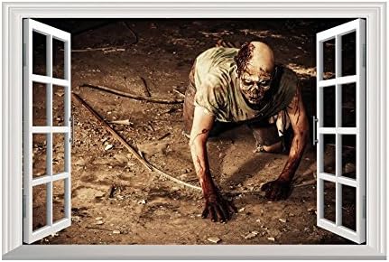 WFENGT 1PC Zombies Halloween 3D fake Creative three-dimensional 3D Decoration windows wall stickers Halloween crawling zombie stickers Wall Sticker