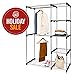 Basics Hardware Deluxe Double Rod Closet Organizer Freestanding Wardrobe Rack - Silver (Wardrobe Organizer)