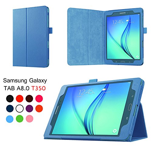 Asng Samsung Galaxy Tab A 8.0 2015 Case - Slim Folding Cover Case With Auto Wake / Sleep and Stylus Pen Loop for Galaxy Tab A 8.0 Tablet SM-T350 2015 Release (NOT FITS 2017 Tab A 8.0) (Sky blue)