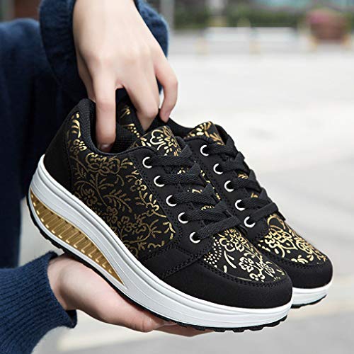 Women's Sneakers Platform Walking, Tennis Sneakers Comfortable Lightweight Flat Print Casual Sports Shoes