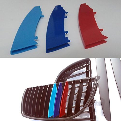 Angelguoguo 3 Colors ABS 3D M Car Styling Front Grille Trim Strips Cover Motorsport Stickers for 2003-2008 BMW 3 Series E90