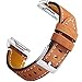 Mornex Band Compatible with Fitbit Ionic, Classic Leather Band Replacement Accessory Strap for Smart Watch, for Women Men Small Large Light Brown